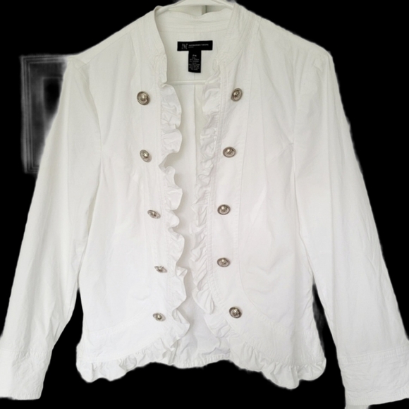 INC International Concepts Women Jacket Open Front Stretch Cotton White Medium P - Picture 7 of 16
